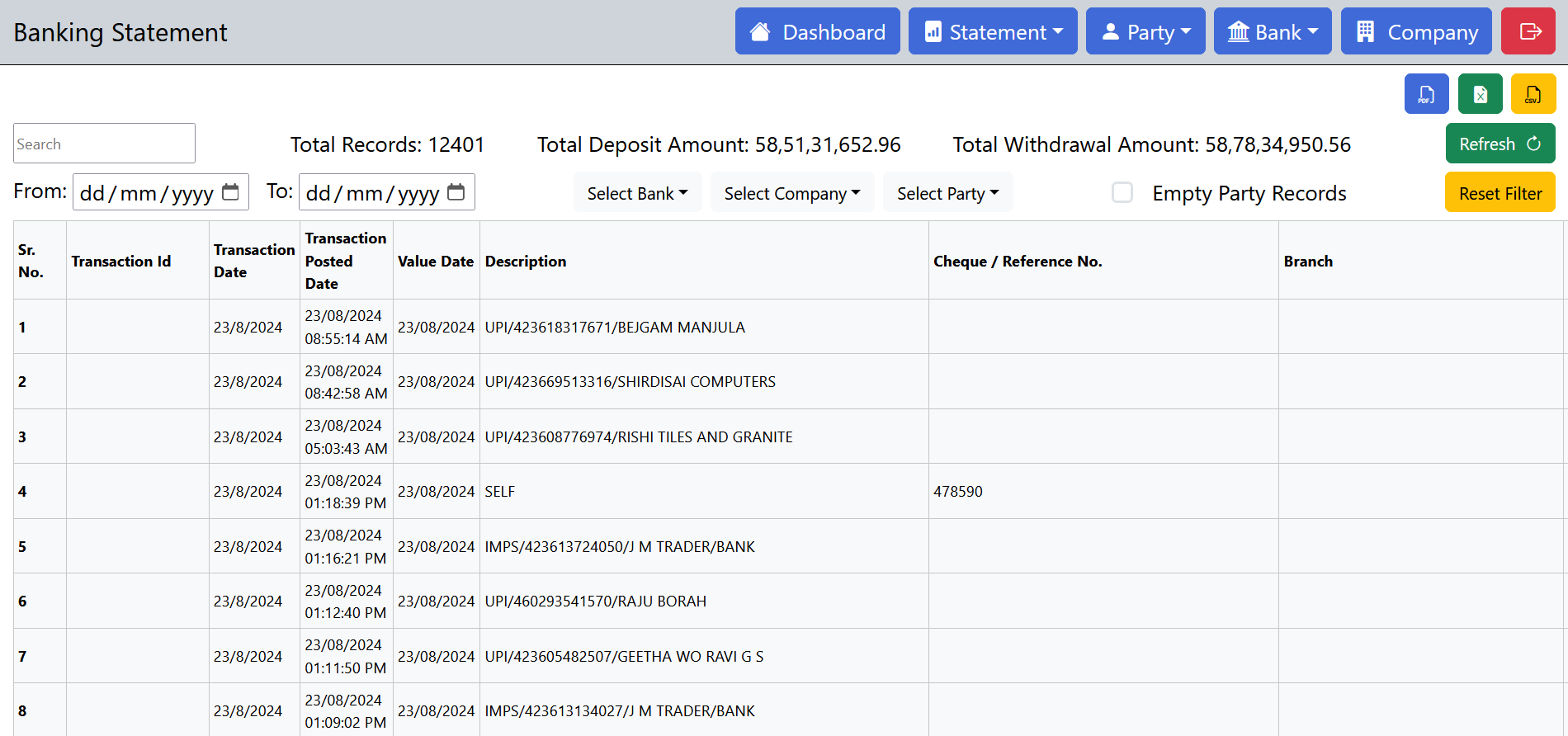 Bank Accounts Management System